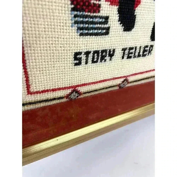 VTG 80's Storyteller Southwestern Crewel Embroidered Framed Wall Art 12"x 15.5" - Picture 9 of 11